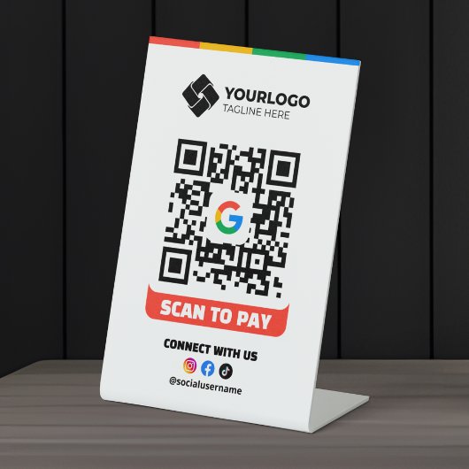 Scannen naar betalen QR Code Betaling Google Pay L Reclamebord Met Voetstuk