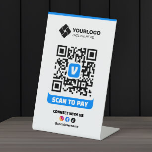 Scannen naar betalen QR-code Betaling Venmo Logo Reclamebord Met Voetstuk