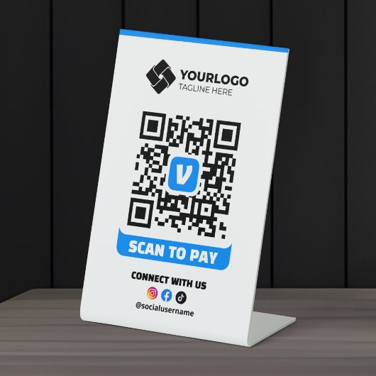 Scannen naar betalen QR-code Betaling Venmo Logo Reclamebord Met Voetstuk