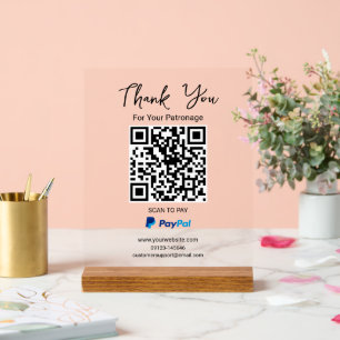 Scannen naar betalen QR-code PayPal-betaling Acryl Bord