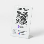 Scannen naar betalen QR Code Sign Zelle Reclamebord Met Voetstuk (Voorkant)