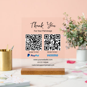 Scannen naar betalen QR-code Venmo PayPal-betali Acryl Bord