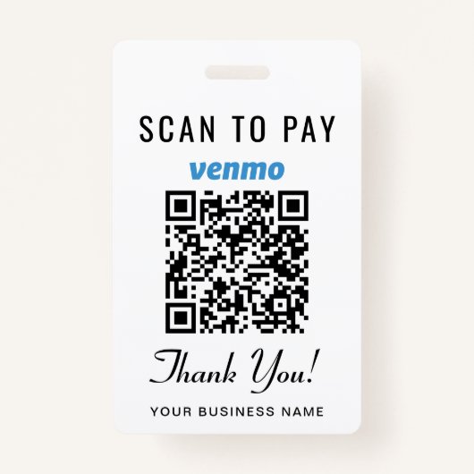 Scannen naar betalen Venmo PayPal QR-code Badge (Voorkant)