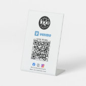 Scannen naar betalen Venmo QR Code Business Logo Reclamebord Met Voetstuk (Voorkant)