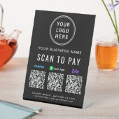 Scannen naar betalen Venmo Zelle CashApp QR Code L Reclamebord Met Voetstuk (Insitu)