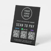Scannen naar betalen Venmo Zelle CashApp QR Code L Reclamebord Met Voetstuk (Voorkant)