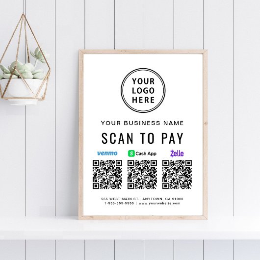 Scannen naar betalen Venmo Zelle CashApp QR Codes  Poster