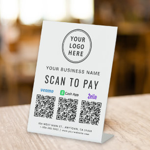 Scannen naar betalen Venmo Zelle CashApp QR Codes  Reclamebord Met Voetstuk