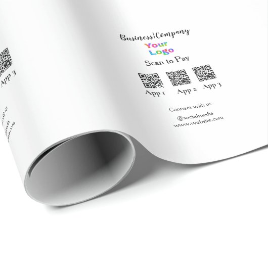 Scannen naar betalen zakelijke logo Q R-code socia Cadeaupapier (Rol Hoek)
