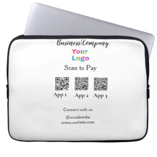 Scannen naar betalen zakelijke logo Q R-code socia Laptop Sleeve