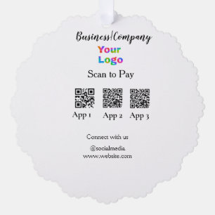 Scannen naar betalen zakelijke logo Q R-code socia Ornament Kaart