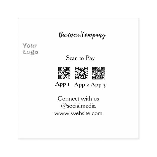 Scannen naar betalen zakelijke logo Q R-code socia Rubberstempel (Afrduk)
