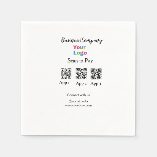 Scannen naar betalen zakelijke logo Q R-code socia Servet (Voorkant)