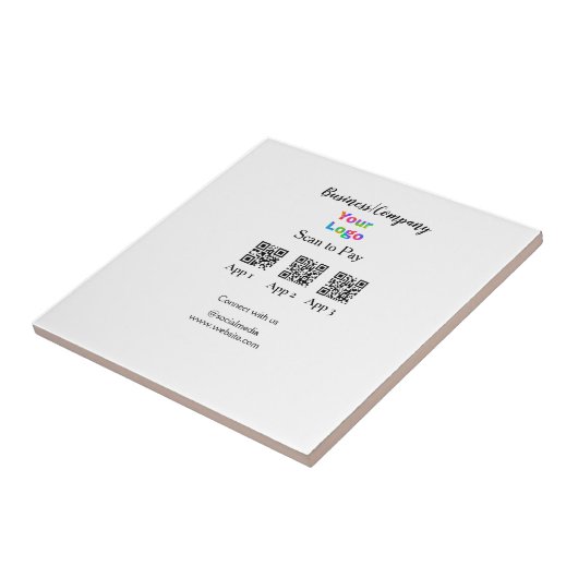 Scannen naar betalen zakelijke logo Q R-code socia Tegeltje (Zijkant)