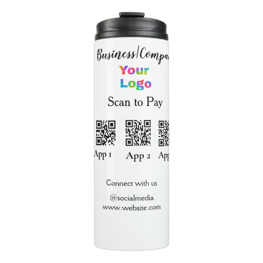 Scannen naar betalen zakelijke logo Q R-code socia Thermosbeker (Voorkant)