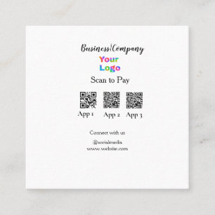 Scannen naar betalen zakelijke logo Q R-code socia Vierkante Visitekaartje