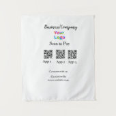 Scannen naar betalen zakelijke logo Q R-code socia Wandkleed (Voorkant)
