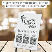 Scannen naar betaling 3 QR-codes Business Logo Reclamebord Met Voetstuk