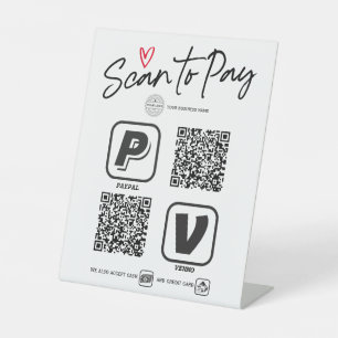 Scannen naar betaling QR-code, optie Modern teken Reclamebord Met Voetstuk