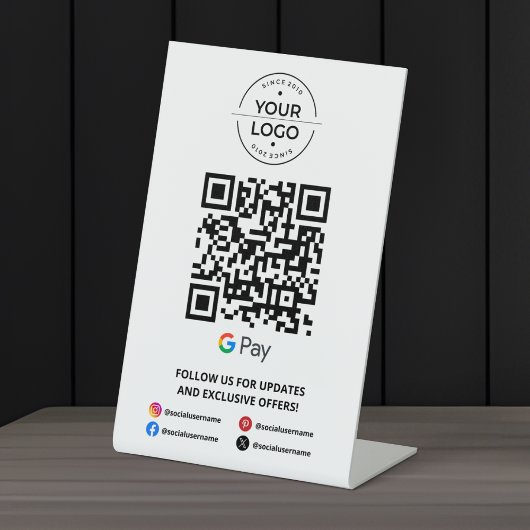 Scannen naar Google Pay QR-code Reclamebord Met Voetstuk
