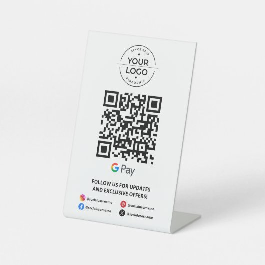 Scannen naar Google Pay QR-code Reclamebord Met Voetstuk (Voorkant)