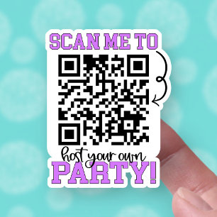Scannen naar host van een Partij Paarse QR Code Sm Sticker