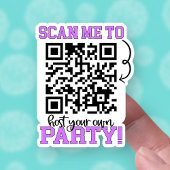 Scannen naar host van een Partij Paarse QR Code Sm Sticker