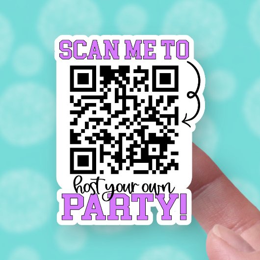 Scannen naar host van een Partij Paarse QR Code Sm Sticker