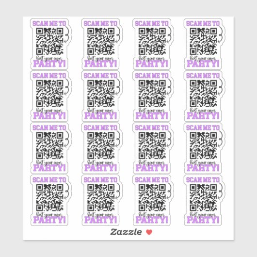 Scannen naar host van een Partij Paarse QR Code Sm Sticker (Vel)