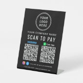 Scannen naar Logo CashApp Venmo QR Codes Black Reclamebord Met Voetstuk (Voorkant)