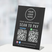 Scannen naar Logo CashApp Venmo QR Codes Black Reclamebord Met Voetstuk