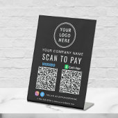 Scannen naar Logo CashApp Venmo QR Codes Black Reclamebord Met Voetstuk