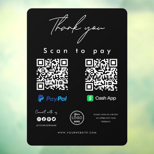 Scannen naar Logo Pay Pay Pay PayPal App QR-code B Raamsticker (Vel 3)