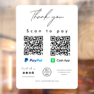 Scannen naar Logo Pay Pay Pay PayPal App QR-code B Raamsticker