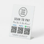 Scannen naar Logo PayPal Venmo CashApp QR-codes Reclamebord Met Voetstuk (Voorkant)