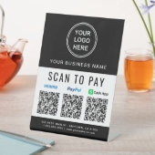 Scannen naar Logo PayPal Venmo CashApp QR-codes Reclamebord Met Voetstuk (Insitu)