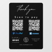 Scannen naar Logo PayPal Venmo QR-code Bedankt Raamsticker (Vel)