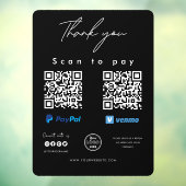 Scannen naar Logo PayPal Venmo QR-code Bedankt Raamsticker (Vel 3)
