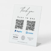 Scannen naar Logo PayPal Venmo QR-code Bedankt Reclamebord Met Voetstuk (Voorkant)
