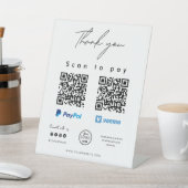 Scannen naar Logo PayPal Venmo QR-code Bedankt Reclamebord Met Voetstuk (Insitu)