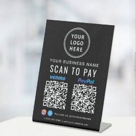 Scannen naar Logo Paypal Venmo QR-codes zwart Reclamebord Met Voetstuk