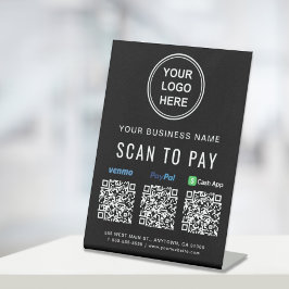 Scannen naar Logo Venmo Paypal CashApp QR Codes Reclamebord Met Voetstuk
