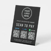 Scannen naar Logo Venmo Paypal CashApp QR Codes Reclamebord Met Voetstuk (Voorkant)