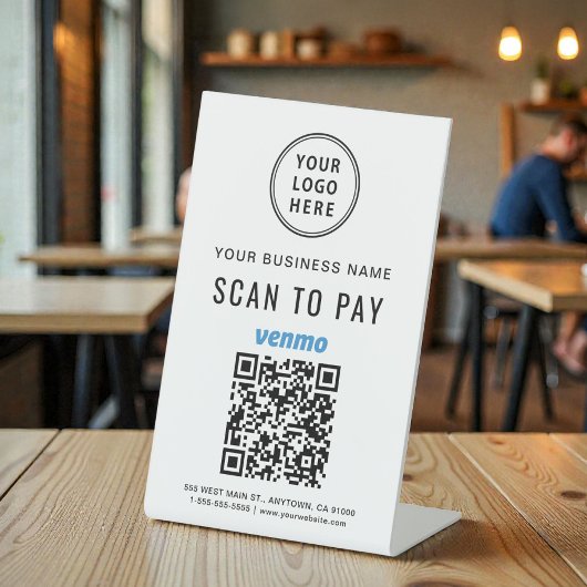 Scannen naar Logo Venmo QR-code betalen Reclamebord Met Voetstuk