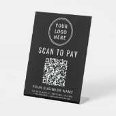 Scannen naar Logo zwart met QR-code Reclamebord Met Voetstuk (Voorkant)