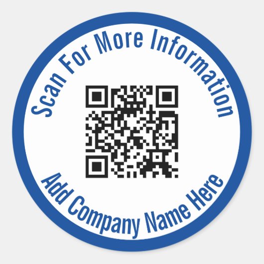Scannen naar meer informatie QR-code Blauw en wit Ronde Sticker (Voorkant)
