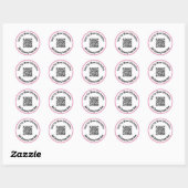 Scannen naar meer informatie Roze zwarte QR-code Ronde Sticker (Vel)