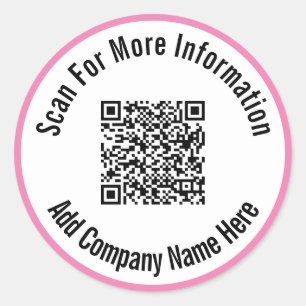 Scannen naar meer informatie Roze zwarte QR-code Ronde Sticker