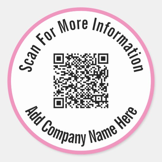 Scannen naar meer informatie Roze zwarte QR-code Ronde Sticker (Voorkant)