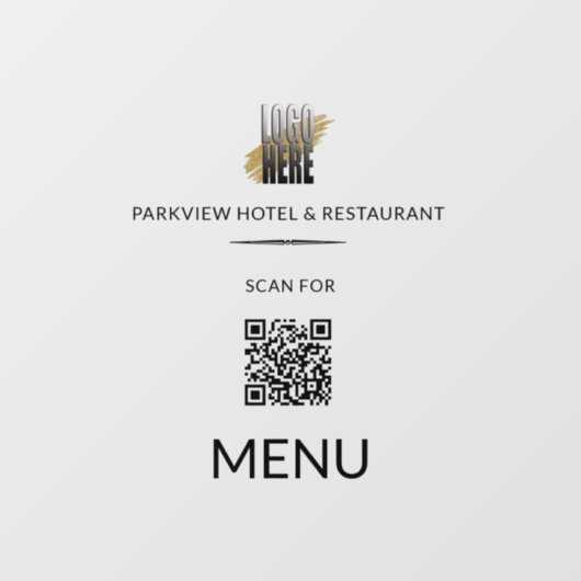 Scannen naar menu QR Code Business Logo Window Cli Raamsticker (Vel)